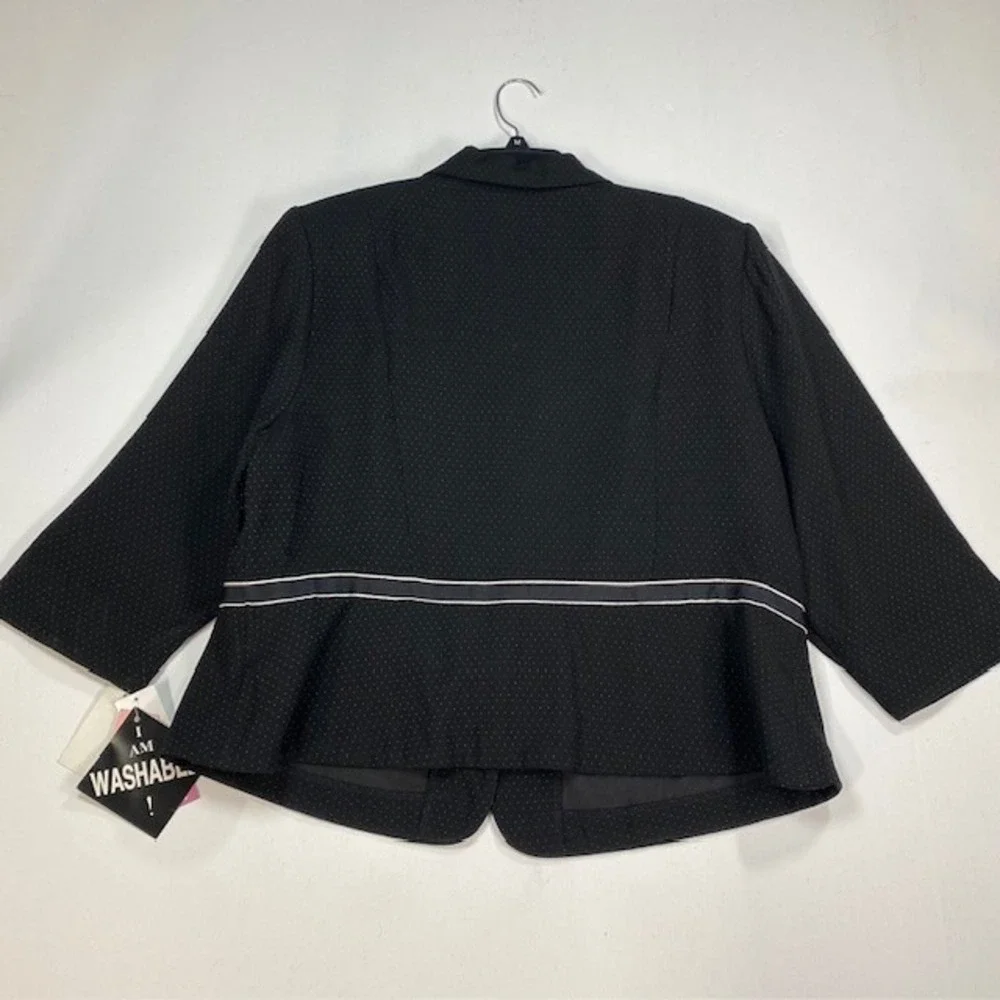 Womens 20W Black Pin Dot‎ Jacket Dress Set 2pc Washable NEW Lady Dorby